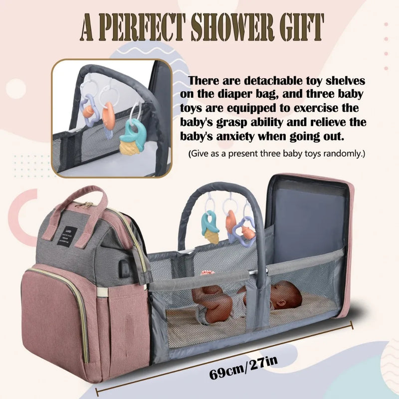 Portable Mommy Bag: Folding Crib & Backpack