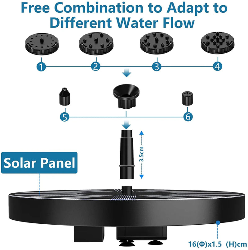 Solar Bird Bath Fountains: Upgraded with 6 Nozzles, Ideal for Gardens