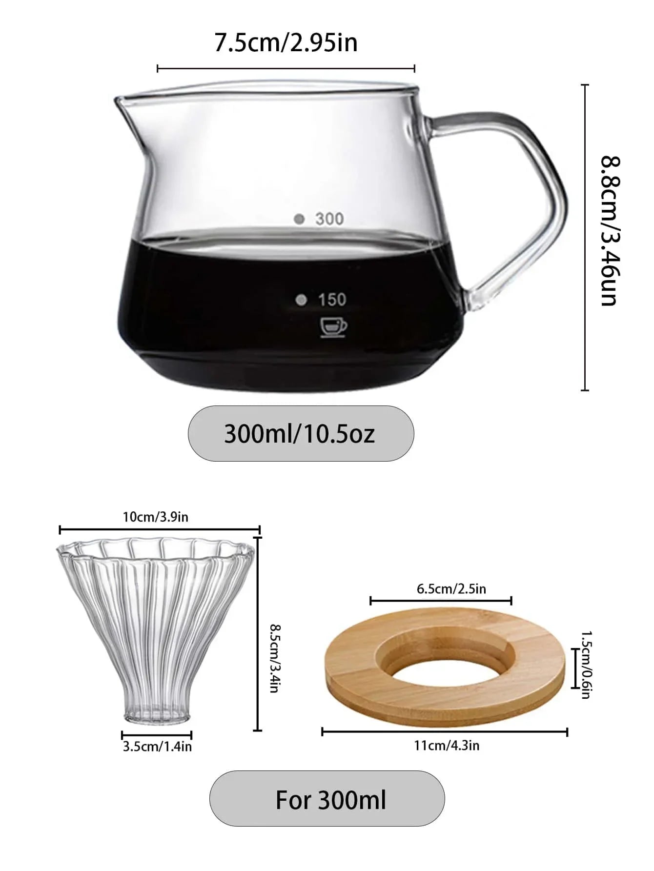 Glass Pour Over Coffee Maker Set