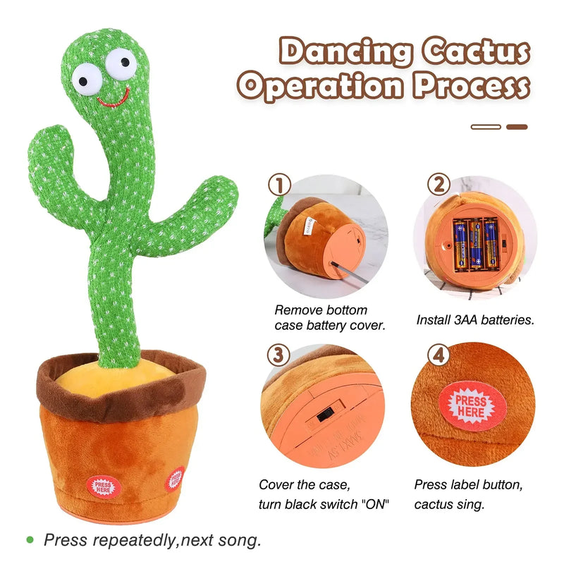 NEW Sing And Dance Cactus 32CM Electron Plush Toy Soft Plush Doll Babies Cactus That Repeat What You Say Voice Interactive Bled