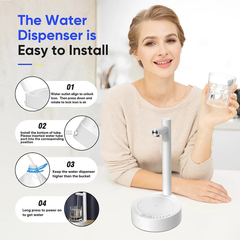 Smart Desktop Water Dispenser for 5 gallons: USB Charging, 7 Levels