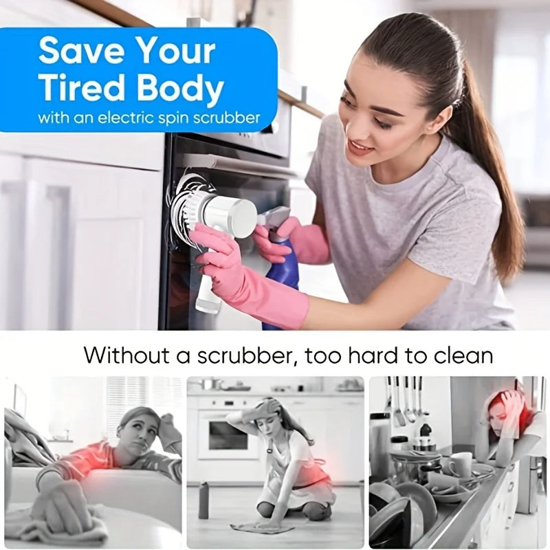 Electric Spin Scrubber: 5-in-1 Cleaning Tool