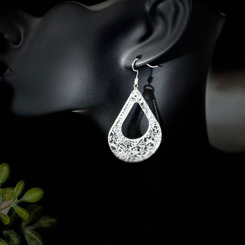 Modern Earring Engrave Lace in Acrylic