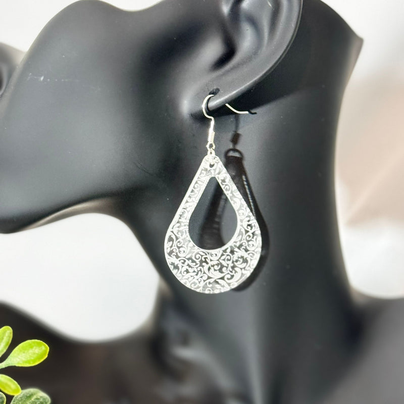 Modern Earring Engrave Lace in Acrylic