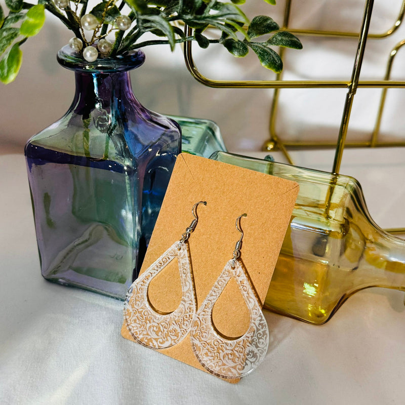 Modern Earring Engrave Lace in Acrylic