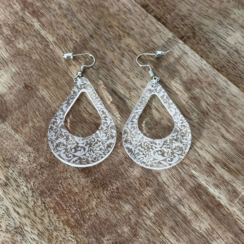 Modern Earring Engrave Lace in Acrylic