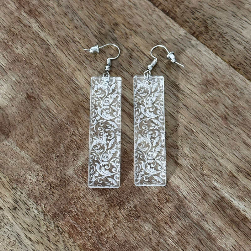 odern Earring Engrave Lace in Acrylic (Delicate)