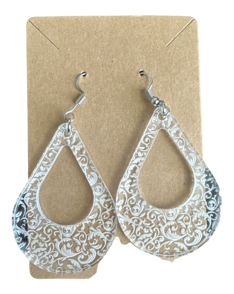 Modern Earring Engrave Lace in Acrylic